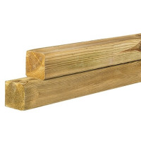 Grenen geschaafde paal 6,8 x 6,8 x 240 cm, zonder diamantkop, groen geïmpregneerd